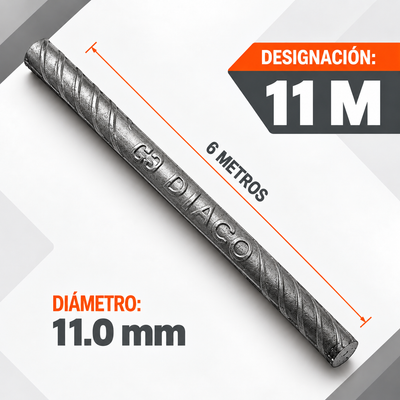 Barra Corrugada DIACO 11mm x 6 m
