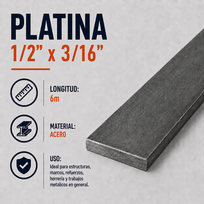 Platina 1/2" x 3/16" x 6 m