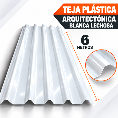 Teja Arquitectónica Plástica Blanca Lechosa x 6 Metros