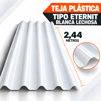 Teja Plástica Tipo Eternit Blanca Lechosa N.º 8 x 2,44 Metros