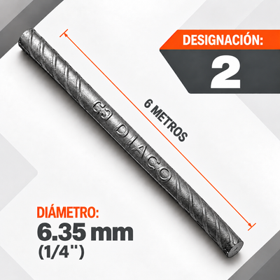 Barra Corrugada DIACO 1/4” x 6 m