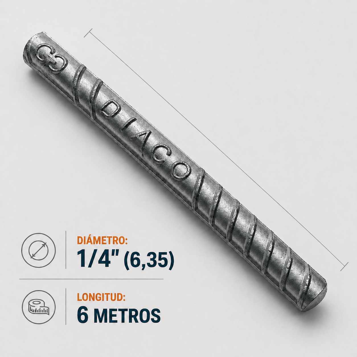 Barra Corrugada DIACO 1/4” x 6 m