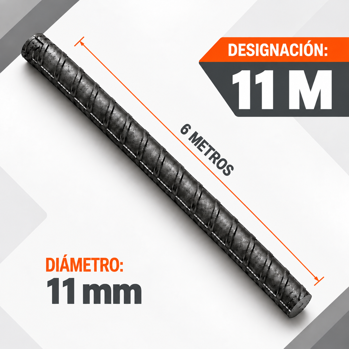 Varilla Corrugada Económica 11 mm x 6 m