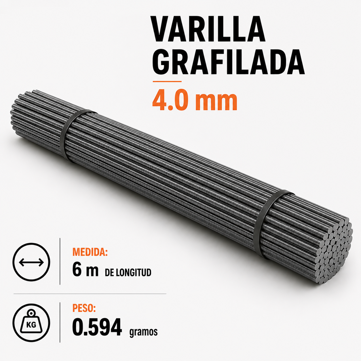 Varilla Grafilada 4,0 mm x 6 m