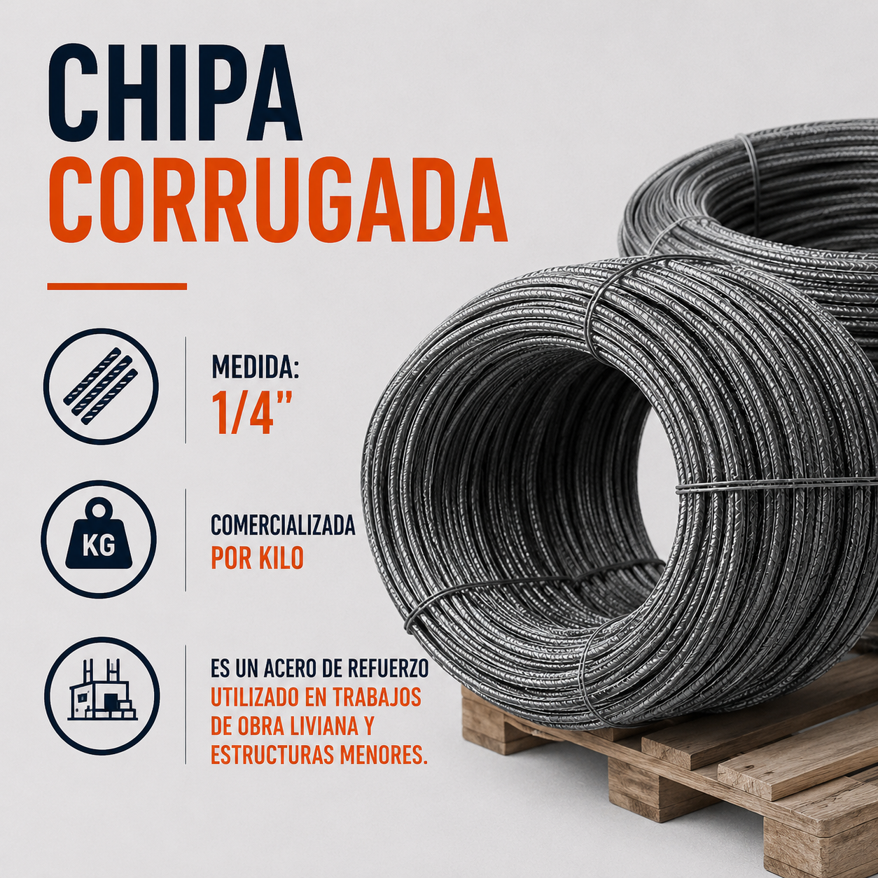 KILO CHIPA CORRUGADA 1/4"