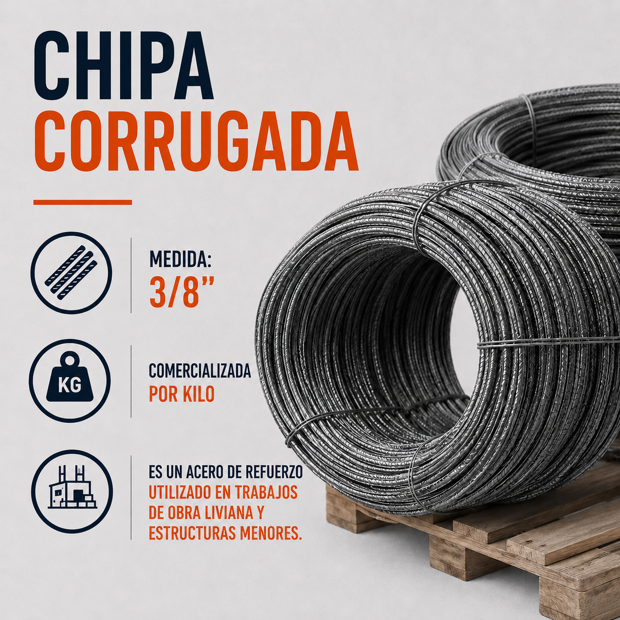 KILO CHIPA CORRUGADA 3/8"