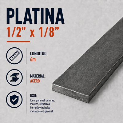 Platina 1/2" x 1/8" x 6 m