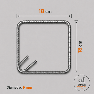 Fleje 18 x 18 cm en varilla de 9 mm