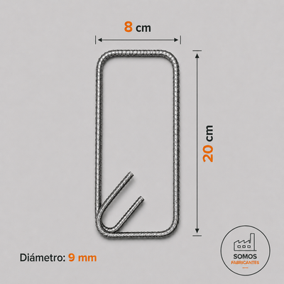 Fleje 20 x 8 cm en varilla de 9 mm