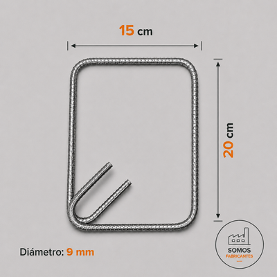 Fleje 20 x 15 cm en varilla de 9 mm