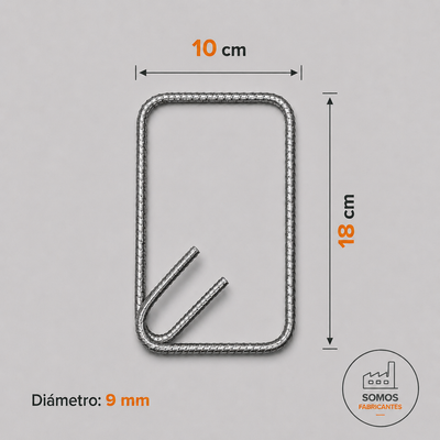 Fleje 18 x 10 cm en varilla de 9 mm