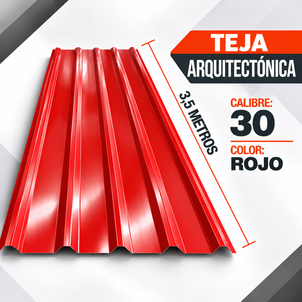 Teja Arquitectónica Roja Cal. 30 x 3,5 m