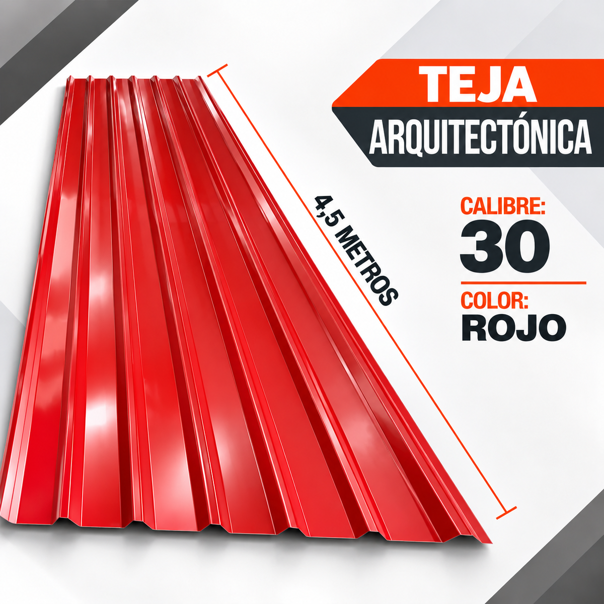 Teja Arquitectónica Roja Cal. 30 x 4,5 m