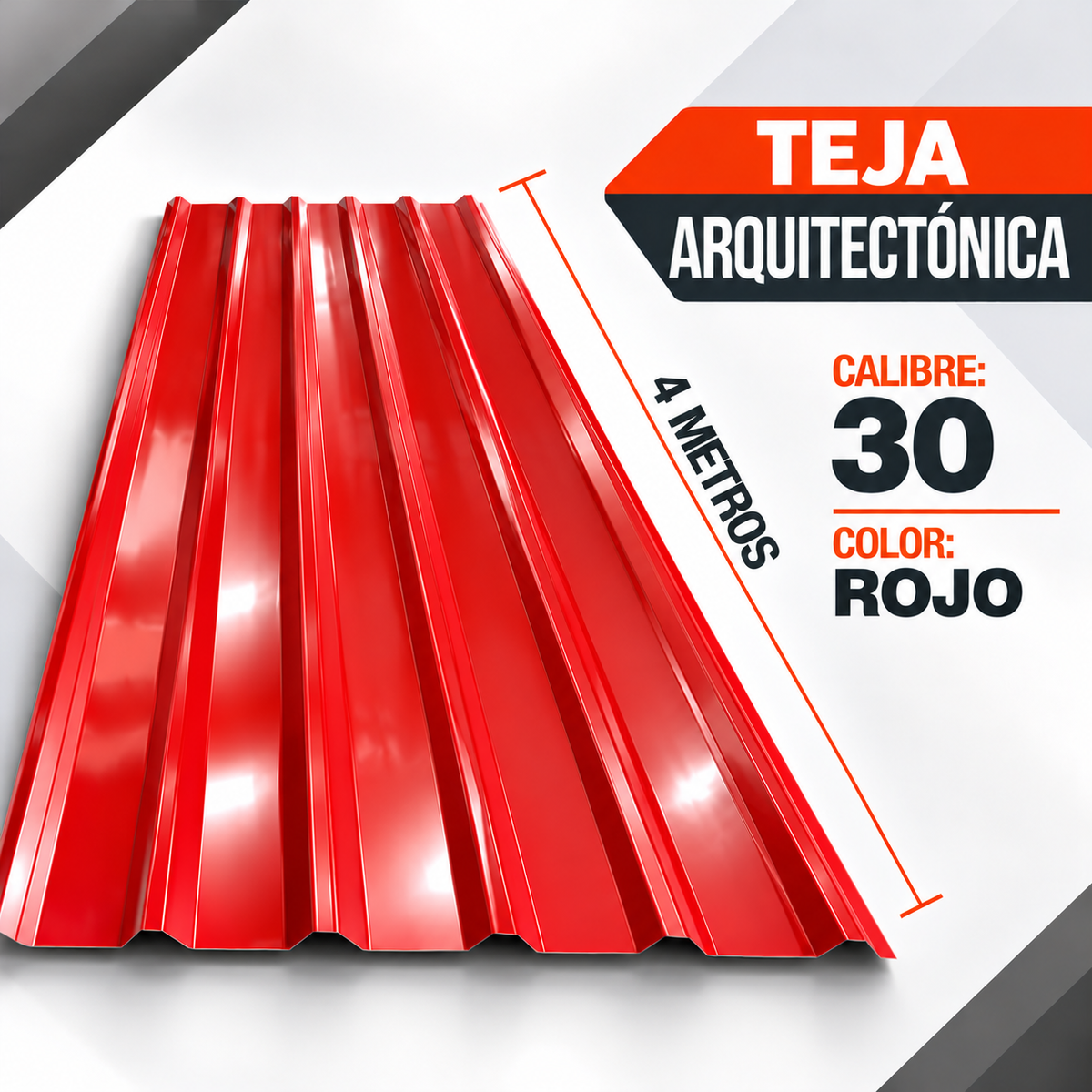 Teja Arquitectónica Roja Cal. 30 x 4 m
