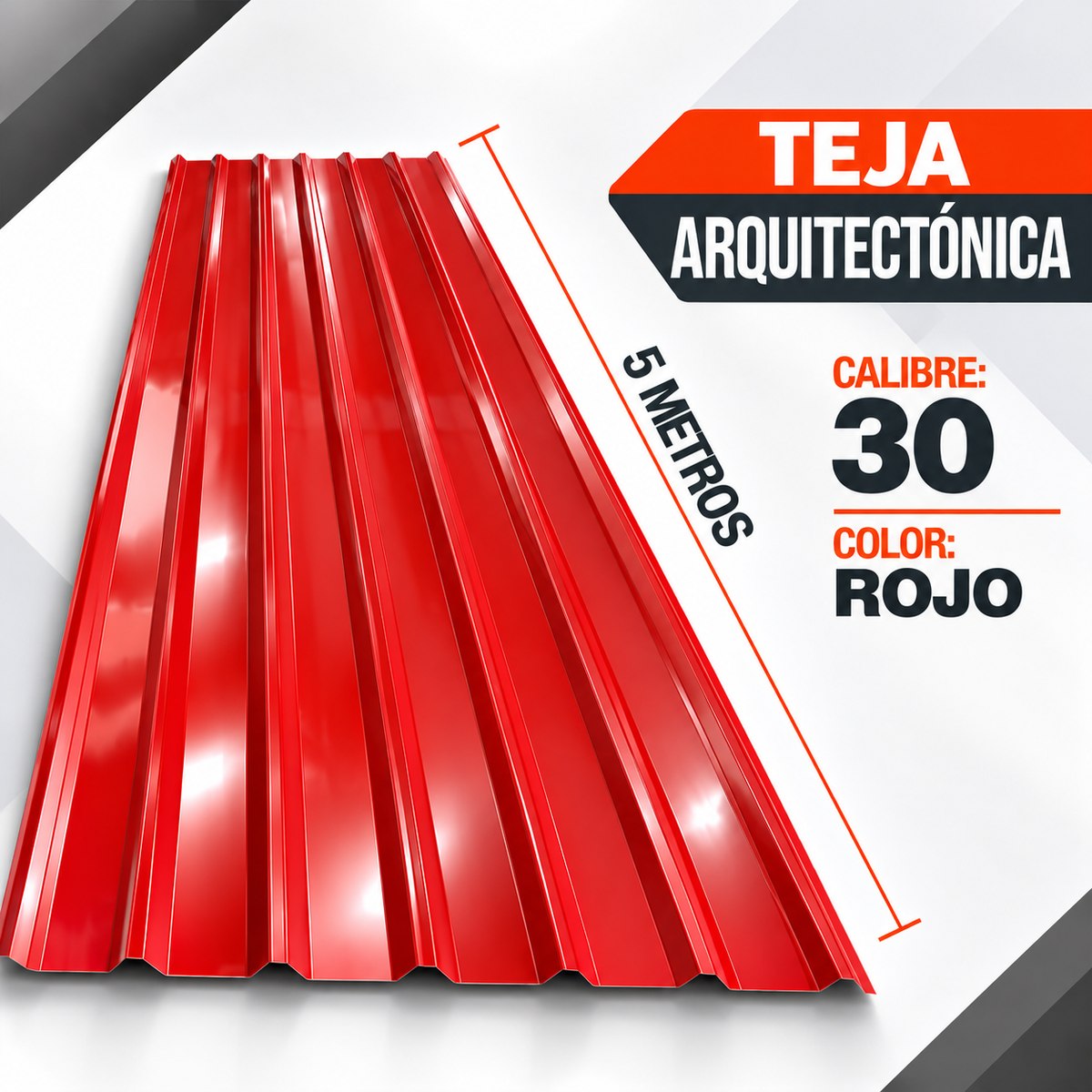 Teja Arquitectónica Roja Cal. 30 x 5 m