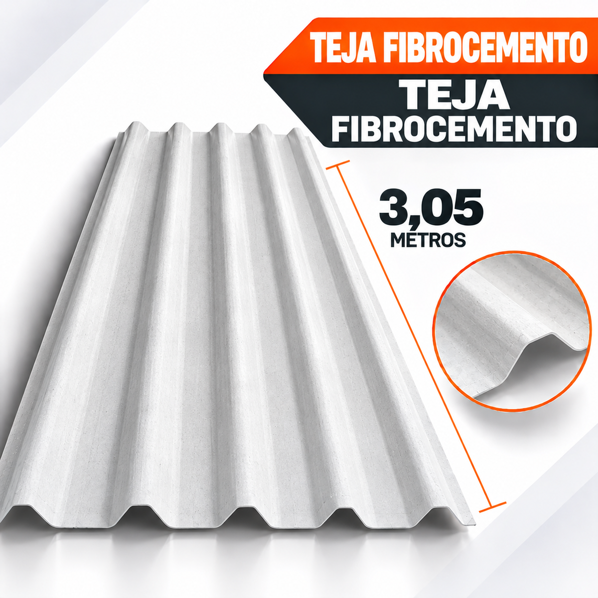 Teja de Fibrocemento x 3,05 Metros