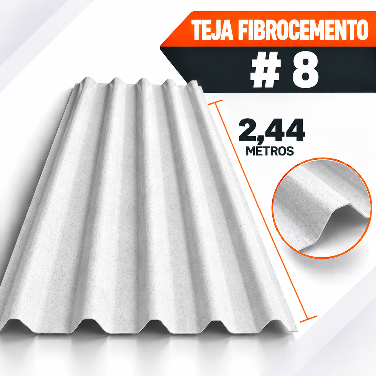 Teja de Fibrocemento N.º 8 x 2,44 Metros