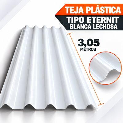 Teja Plástica Tipo Eternit Blanca Lechosa N.º 10 x 3,05 Metros